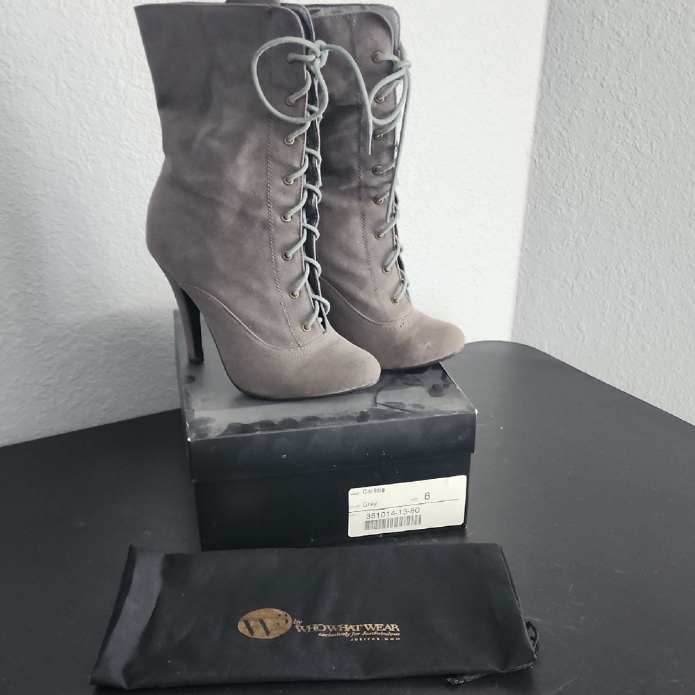 Women's Grey High Heel Boots - Sz 8 - Never worn outside my house